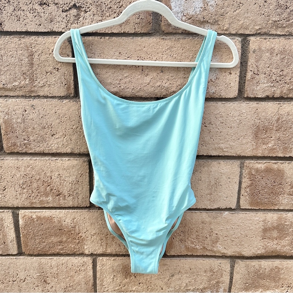 J. Crew Plunging Scoopback 90's One-piece Swimsuit Vintage Sky Blue Women’s 4